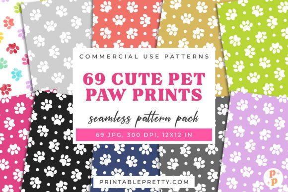 Download 69 Paw Print Seamless Patterns - Seamless pattern Collection