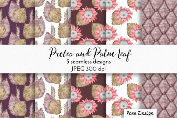 Download Watercolor Protea Boho Seamless Patterns - Seamless pattern Collection