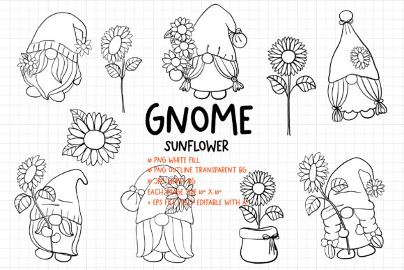 Download Sunflower Gnomes Digital Stamps - Digital stamps Collection
