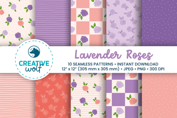 Download Lavender Roses Spring Seamless Patterns - Seamless pattern Collection