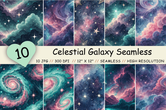 Download Celestial Galaxy Seamless Patterns - Seamless pattern Collection