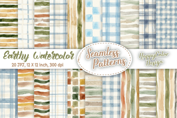 Download Earthy Watercolor Seamless Patterns - Seamless pattern Collection