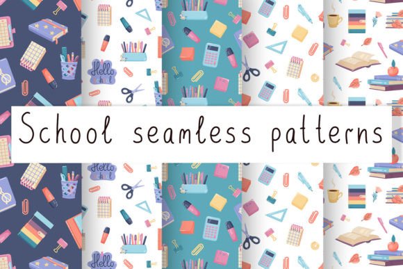 Download School Seamless Patterns Digital Paper - Seamless pattern Collection