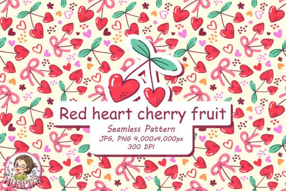 Download Red Heart Cherry Seamless Pattern - Seamless pattern Collection
