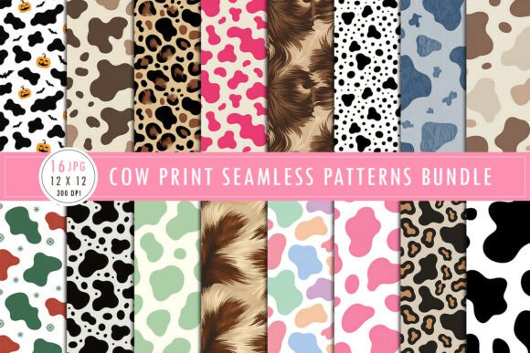 Download Cow Print Seamless Patterns Bundle - Seamless pattern Collection