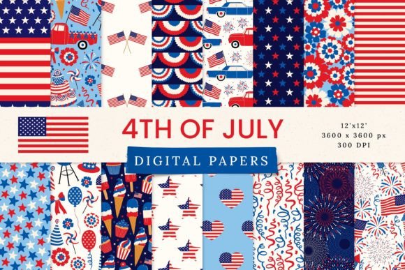 Download 4th of July Patriotic Seamless Patterns - Seamless pattern Collection
