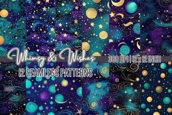 Download Cosmic Teal Galaxy Seamless Patterns - Seamless pattern Collection