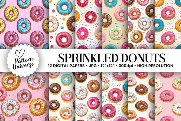 Download Sprinkled Donuts Seamless Patterns - Seamless pattern Collection