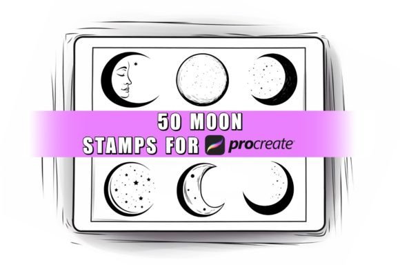Download 50 Moon Procreate Stamps Brushes - Moon procreate Collection
