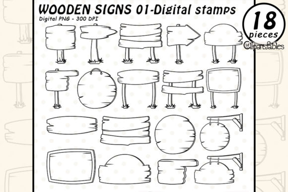 Download Wooden Signs - Digital Stamps - Digital stamps Collection